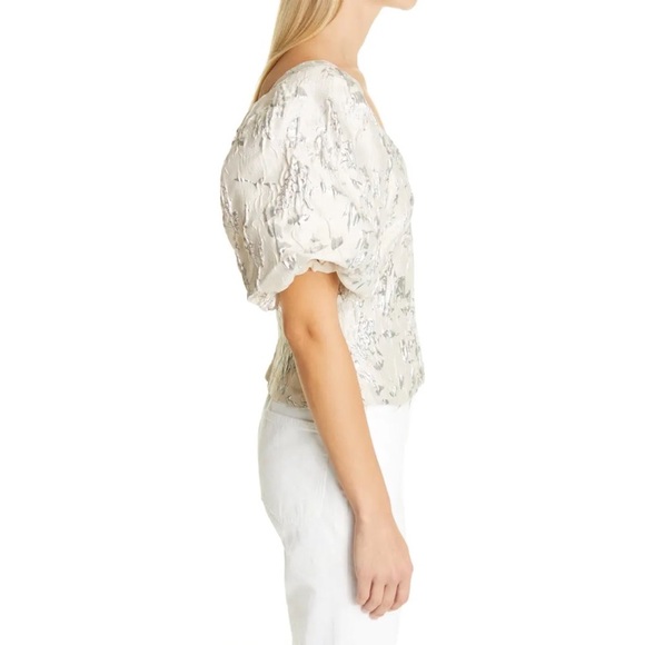 Jonathan Simkhai Taylor Matelassé Puff Sleeve Top 4 NWT - Picture 6 of 16